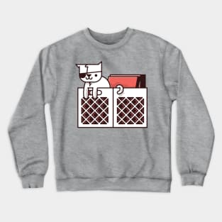 Pirate cats and records crates Crewneck Sweatshirt